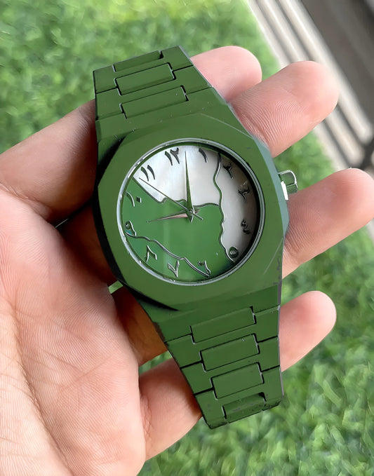 Green Arabic Aura Watch Price in Pakistan | Arabic Dial Luxury Watch – Emraix