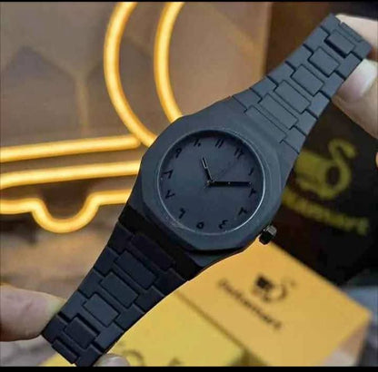 Black Arabic Aura Watch for Men & Women – Luxury Arabic Dial Wrist Watch | Elegant Stainless Steel Strap