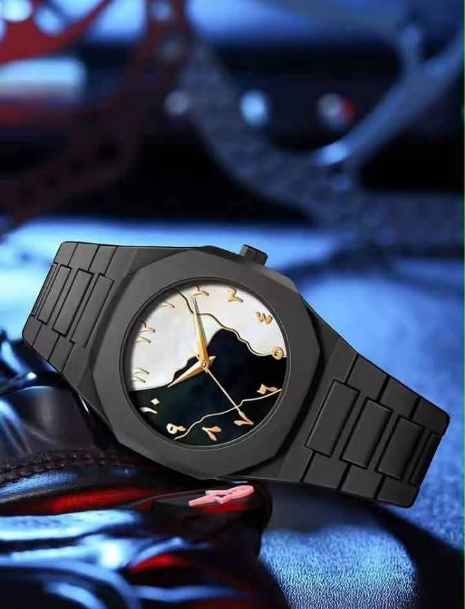 Black Arabic Aura Watch for Men & Women – Luxury Arabic Dial Wrist Watch | Elegant Stainless Steel Strap